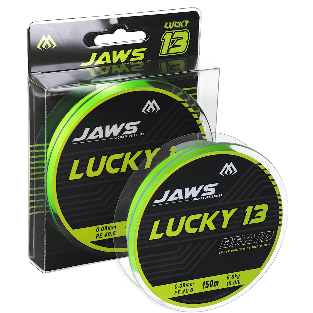 Läs mer om Mikado Jaws Lucky 13 150 m flätlina 0,12 mm
