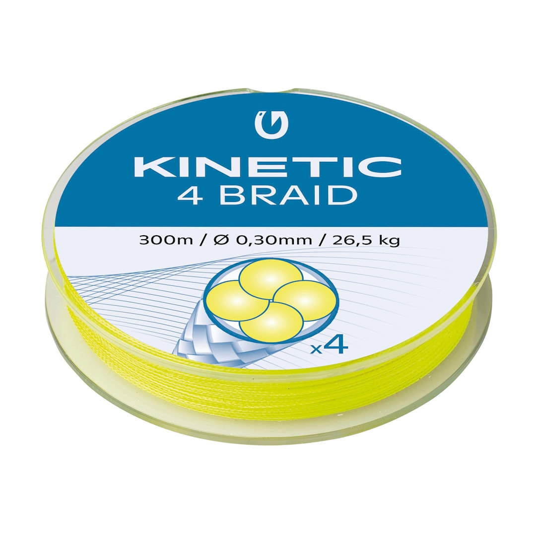 Läs mer om Kinetic 4 Braid Fluo Yellow 300 m flätlina 0,35 mm