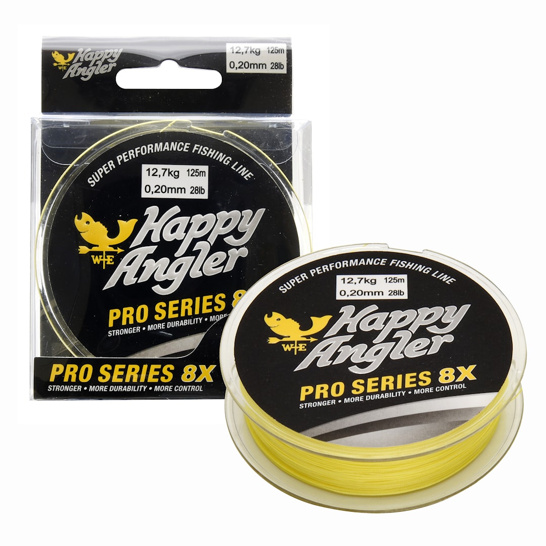 Läs mer om Happy Angler Pro Series 8X 125 m gul flätlina