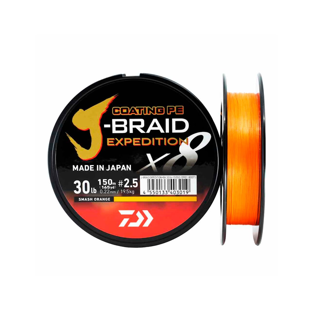 Daiwa J-Braid Expedition X8 Smash Orange 3000 m flätlina 0,22 mm