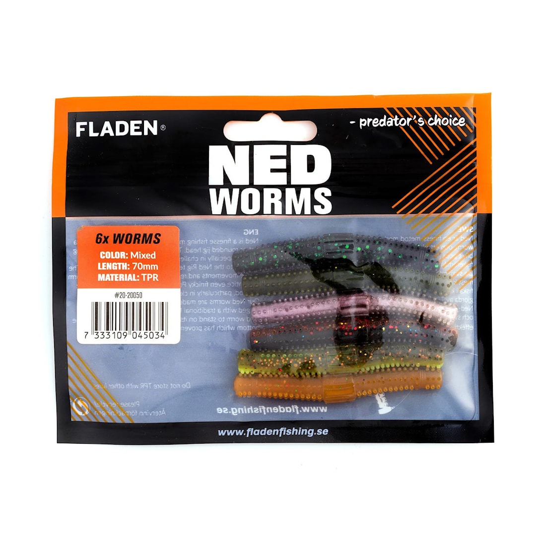 Fladen NED Worm Mix 7 cm jigg 6 st/pkt