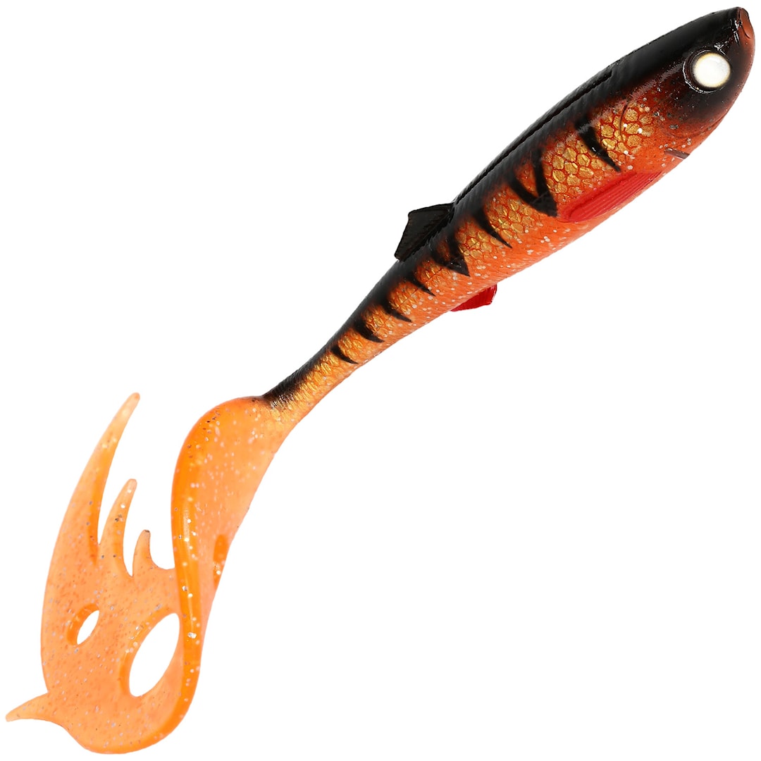 Läs mer om Mikado Sicario Pike Tail 14 cm jigg 2 st/pkt Orange Perch UV