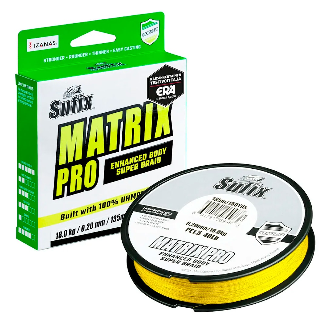 Läs mer om Sufix Matrix Pro Chartreuse 135 m flätlina 0,10 mm