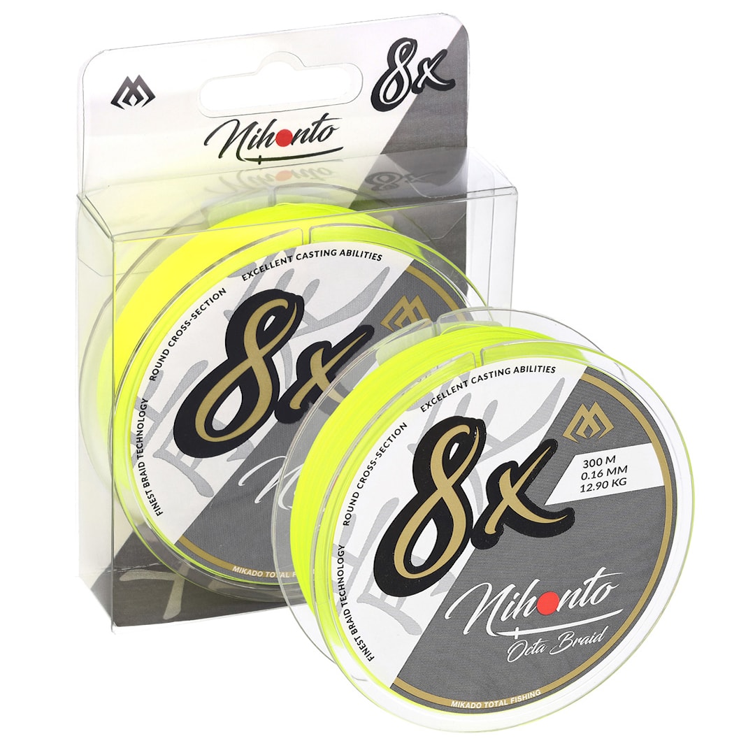 Mikado Nihonto Octa Braid 300 m gul flätlina 0,14mm