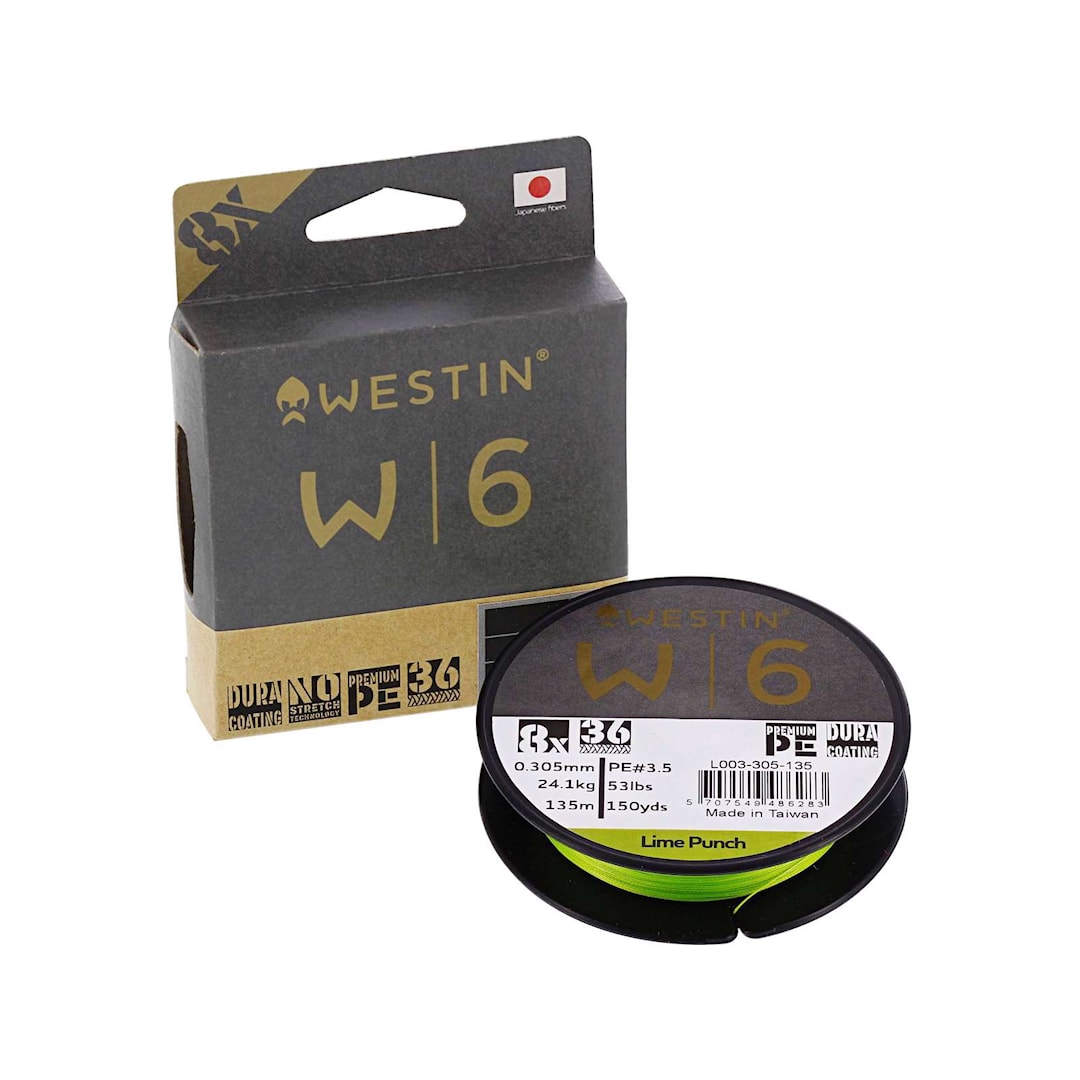 Läs mer om Westin W6 Lime Punch 135 m flätlina 0,148mm