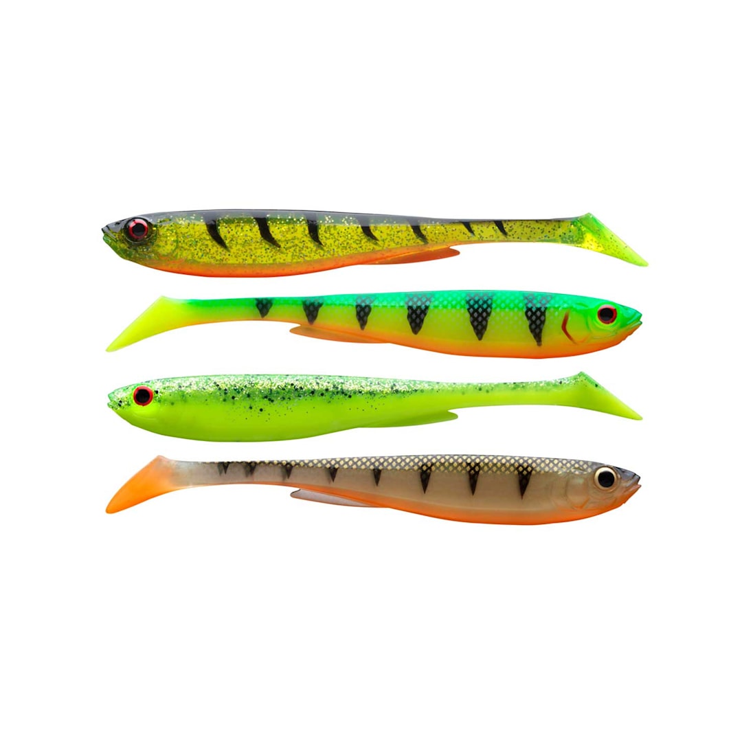 Läs mer om Daiwa Prorex Slim Shad Y Flash Color Set 13,5 cm jigg 4 st/pkt