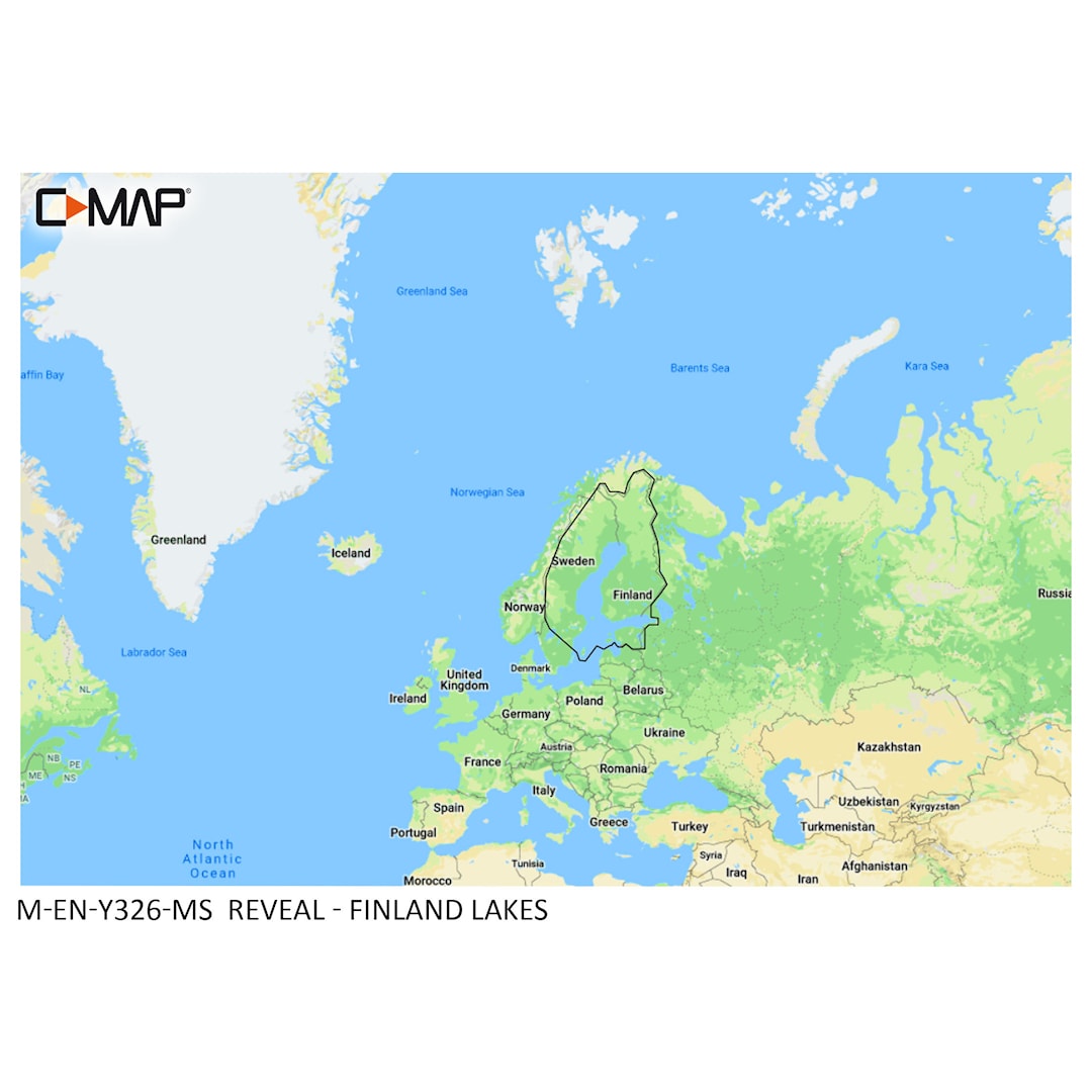C-MAP Reveal Finlands sjöar och kust Y326 sjökort