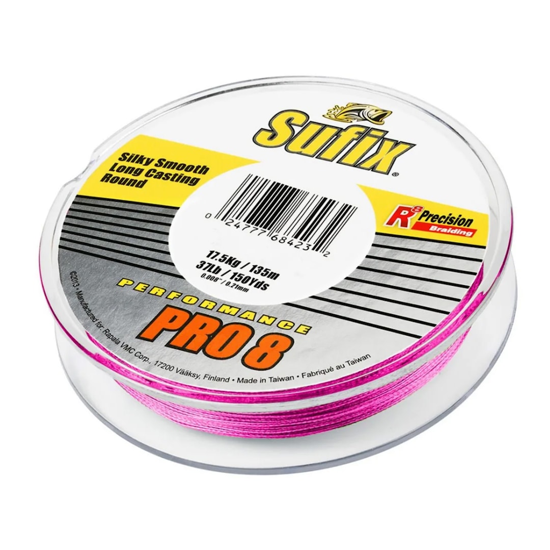 Läs mer om Sufix Performance Pro 8 Pink 135 m flätlina 0,40mm