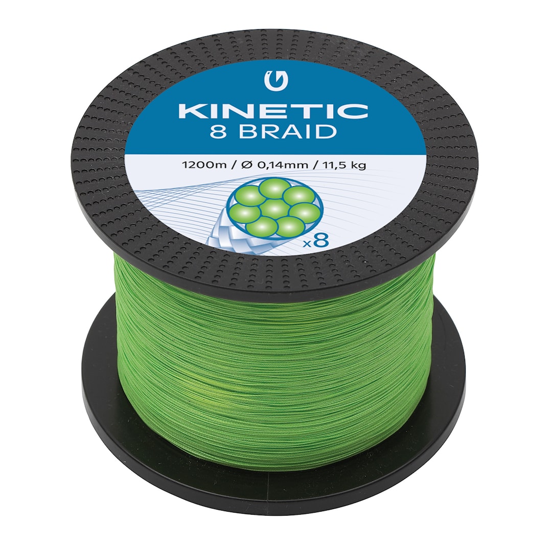 Kinetic 8 Braid Fluo Green 1200 m flätlina 0,30 mm