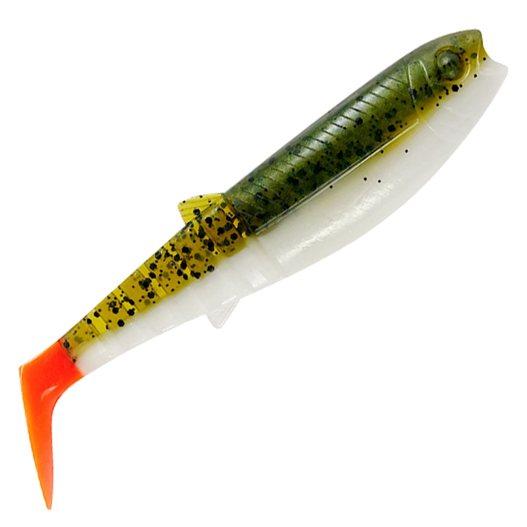 Läs mer om Savage Gear Cannibal Shad 17,5 cm 2 st/pkt Olive Hot Orange