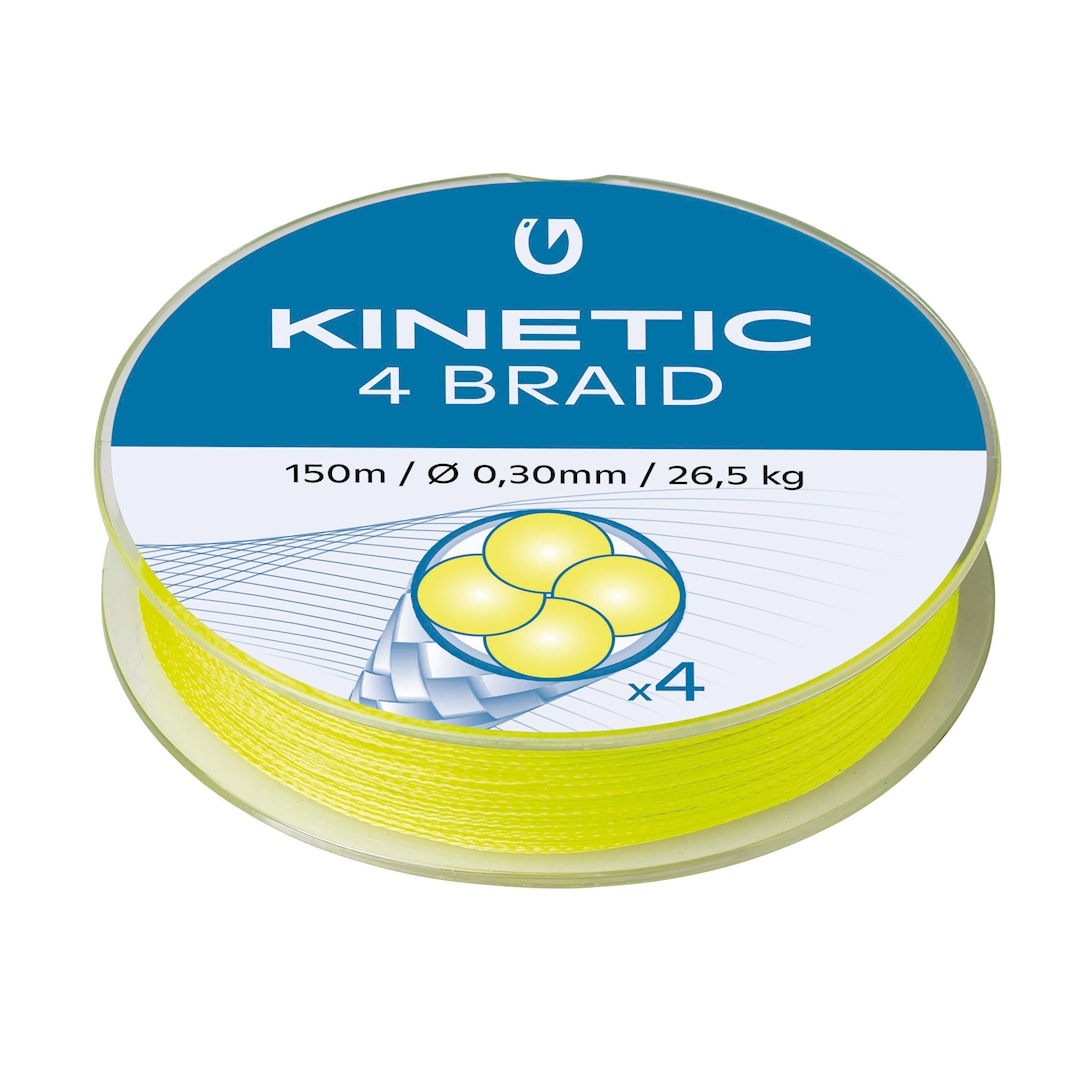 Läs mer om Kinetic 4 Braid Fluo Yellow 150 m flätlina 0,35 mm