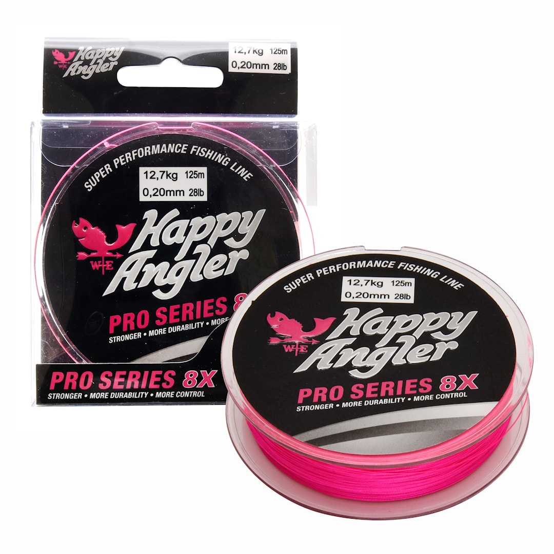 Läs mer om Happy Angler Pro Series 8X 125 m rosa flätlina