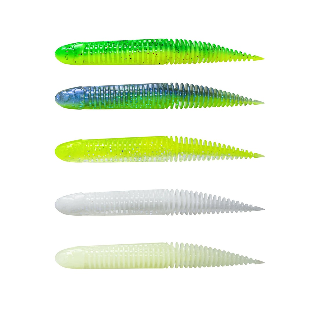 Läs mer om Savage Gear NED Dragon Tail Slug 8,8 cm Dark Water Mix jiggsats 5 st./pkt