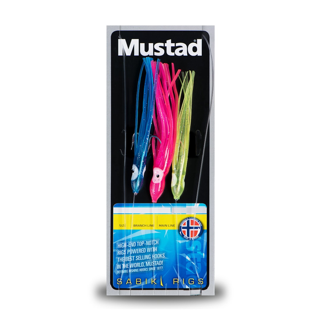 Produktfoto för Mustad 3 Coloured Squid Rig tackel