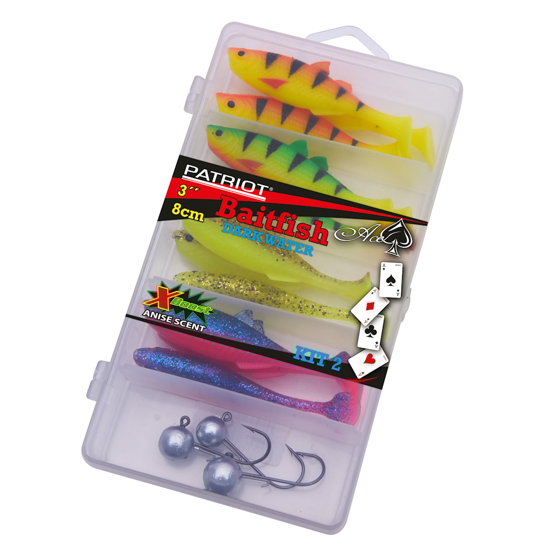 Patriot Baitfish 8 cm Dark Water jiggsortiment 12+3 st/pkt