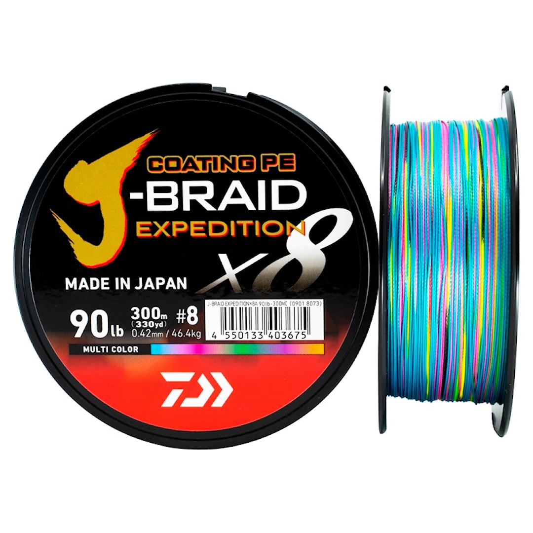 Läs mer om Daiwa J-Braid Expedition X8 Multicolor 500 m flätlina 0,35 mm