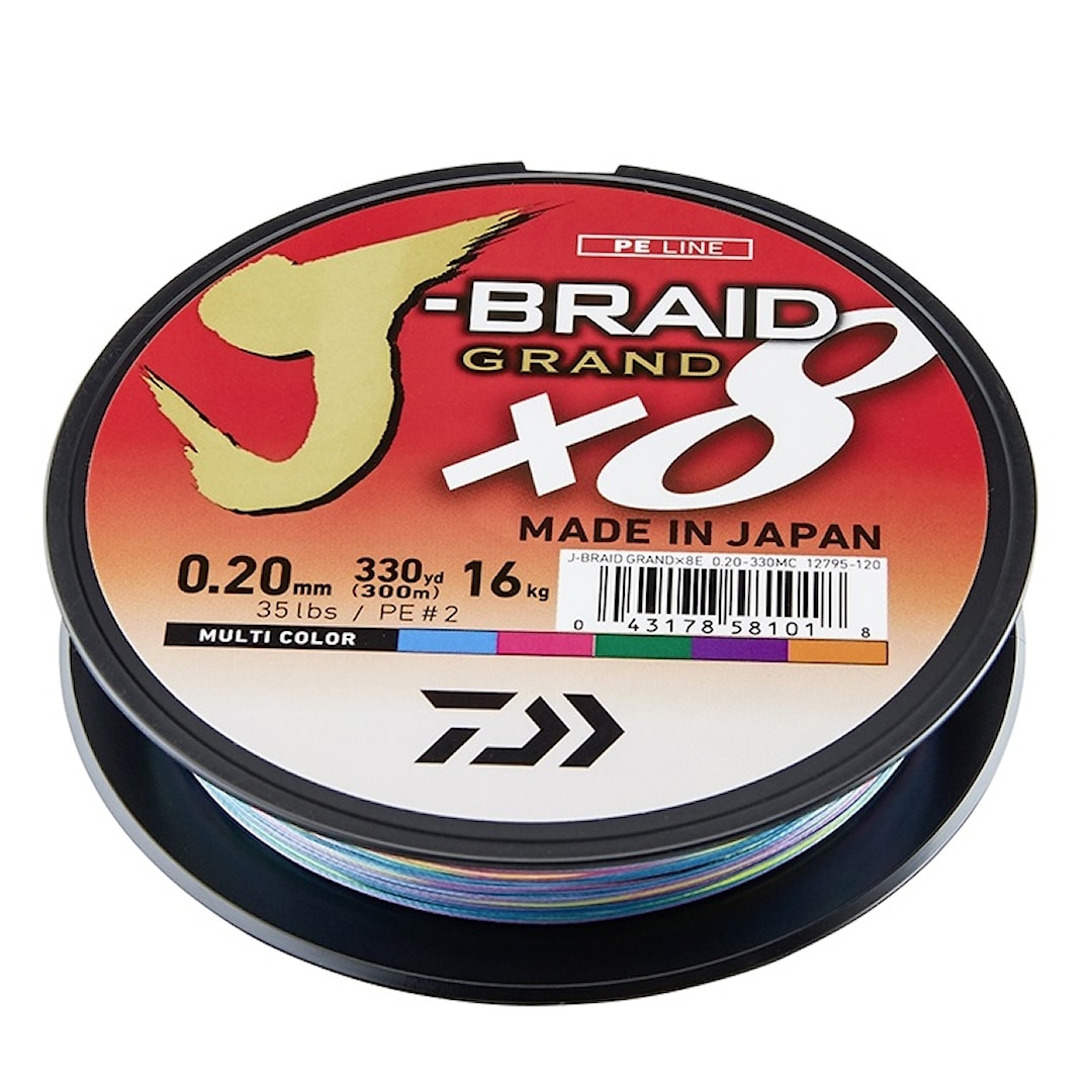 Produktfoto för Daiwa J-Braid Grand X8 multicolor 300 m flätlina