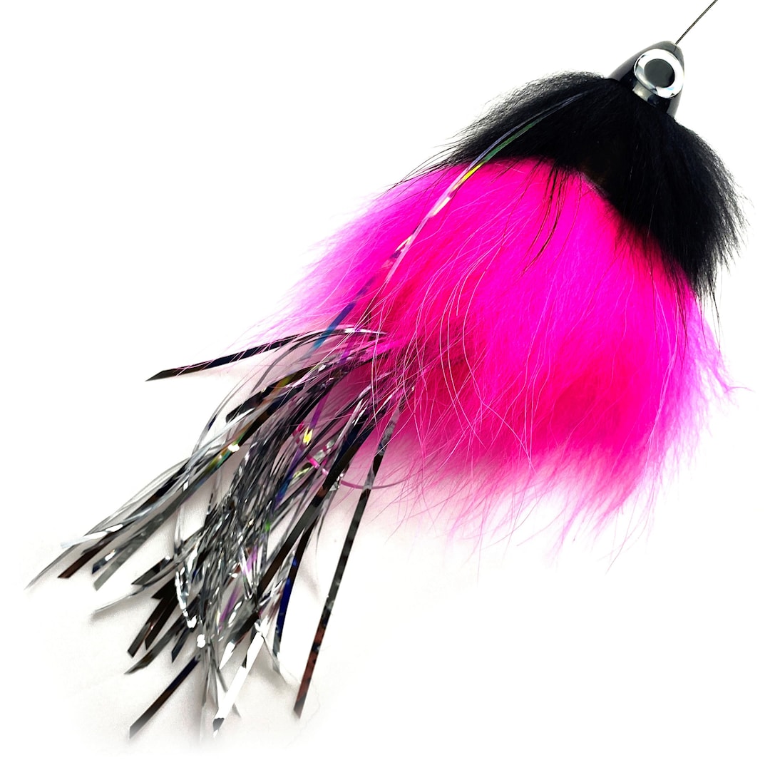 Spintube Pike 35 g kastfluga svart/rosa/silver tinsel